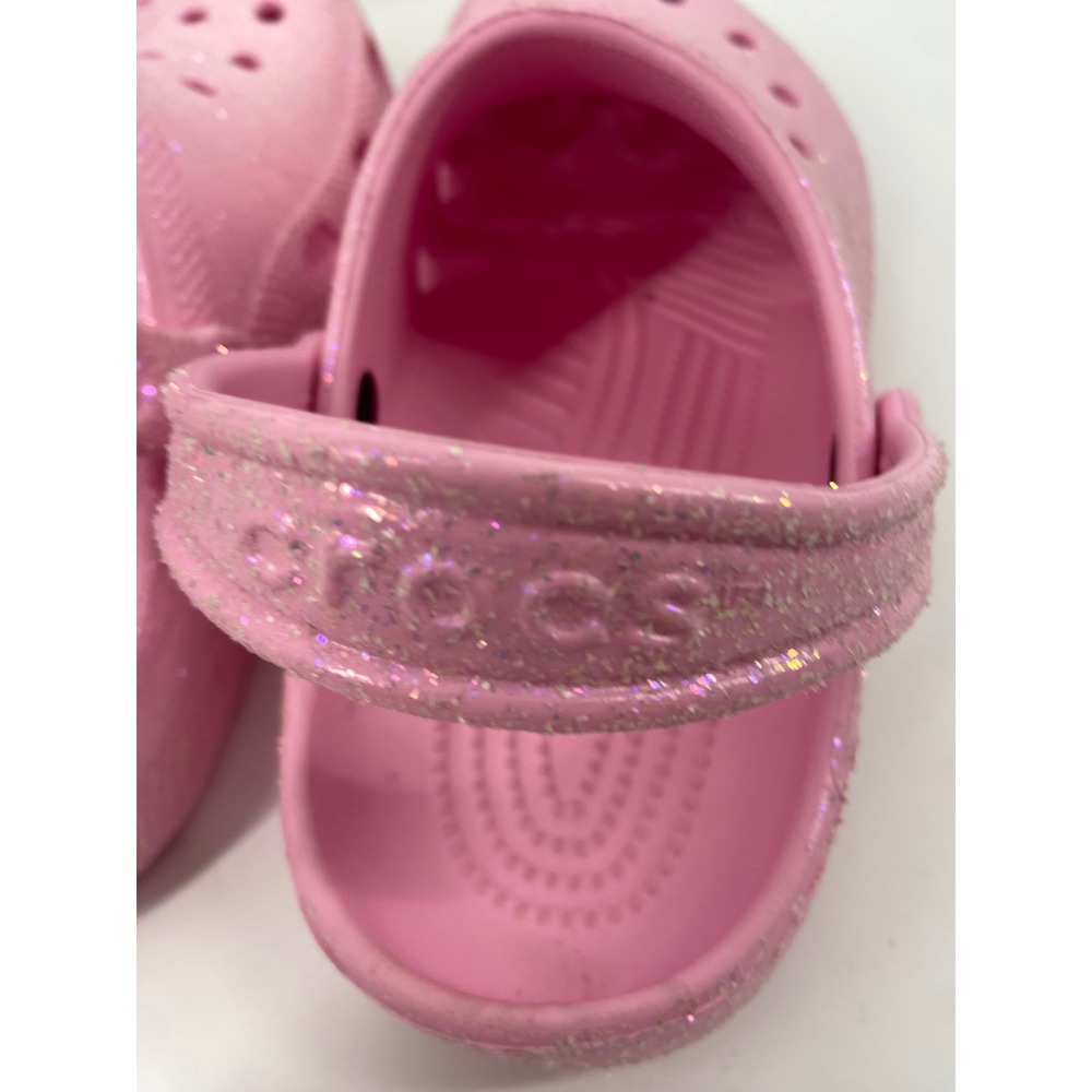 Kids Pink Glitter Crocs Size J3 Clog Sandals Shoes-‎ Very Clean-Super Pretty